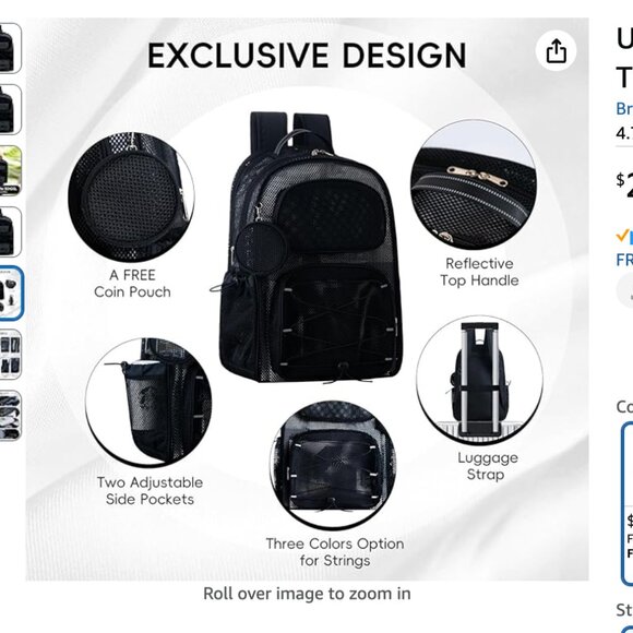 Large Mesh Backpack 40L See Through NEW IN BOX - Picture 5 of 7